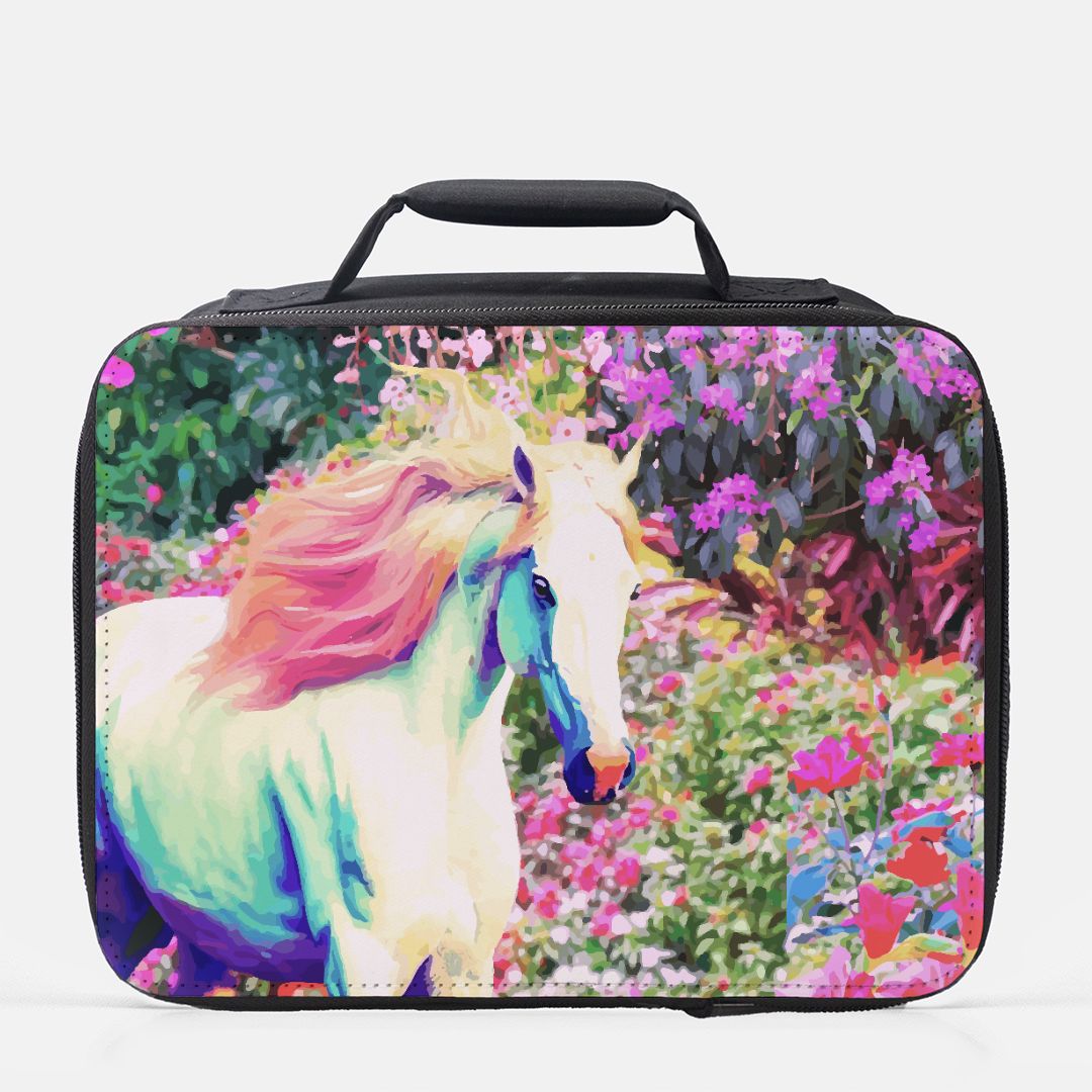 White Horse with Pink Mane Insulated Lunch Box