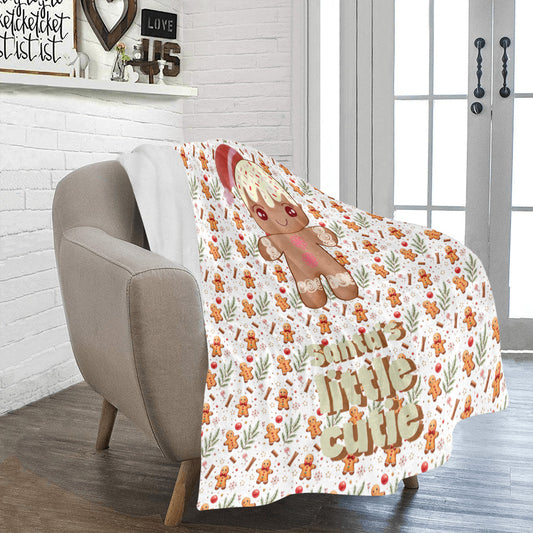 Gingerbread Boy Santa's Little Cutie Ultra-Soft Micro Fleece Blanket (Made in USA)