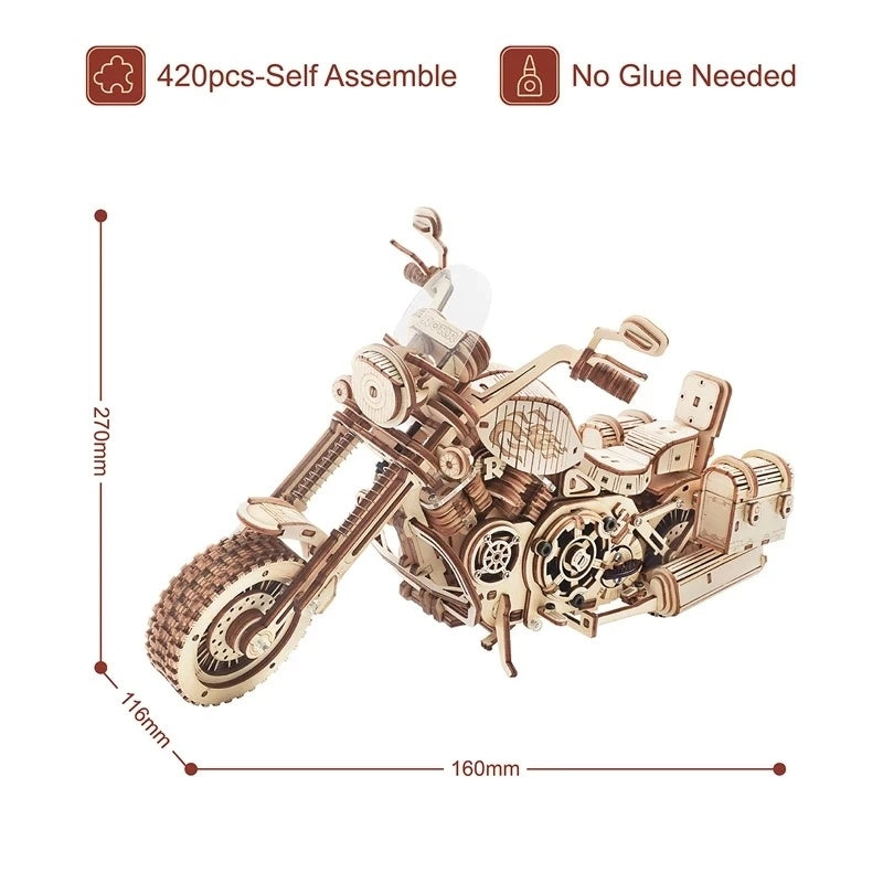 Motorcycle Wooden Model 420-piece Kit for Adults and Youth