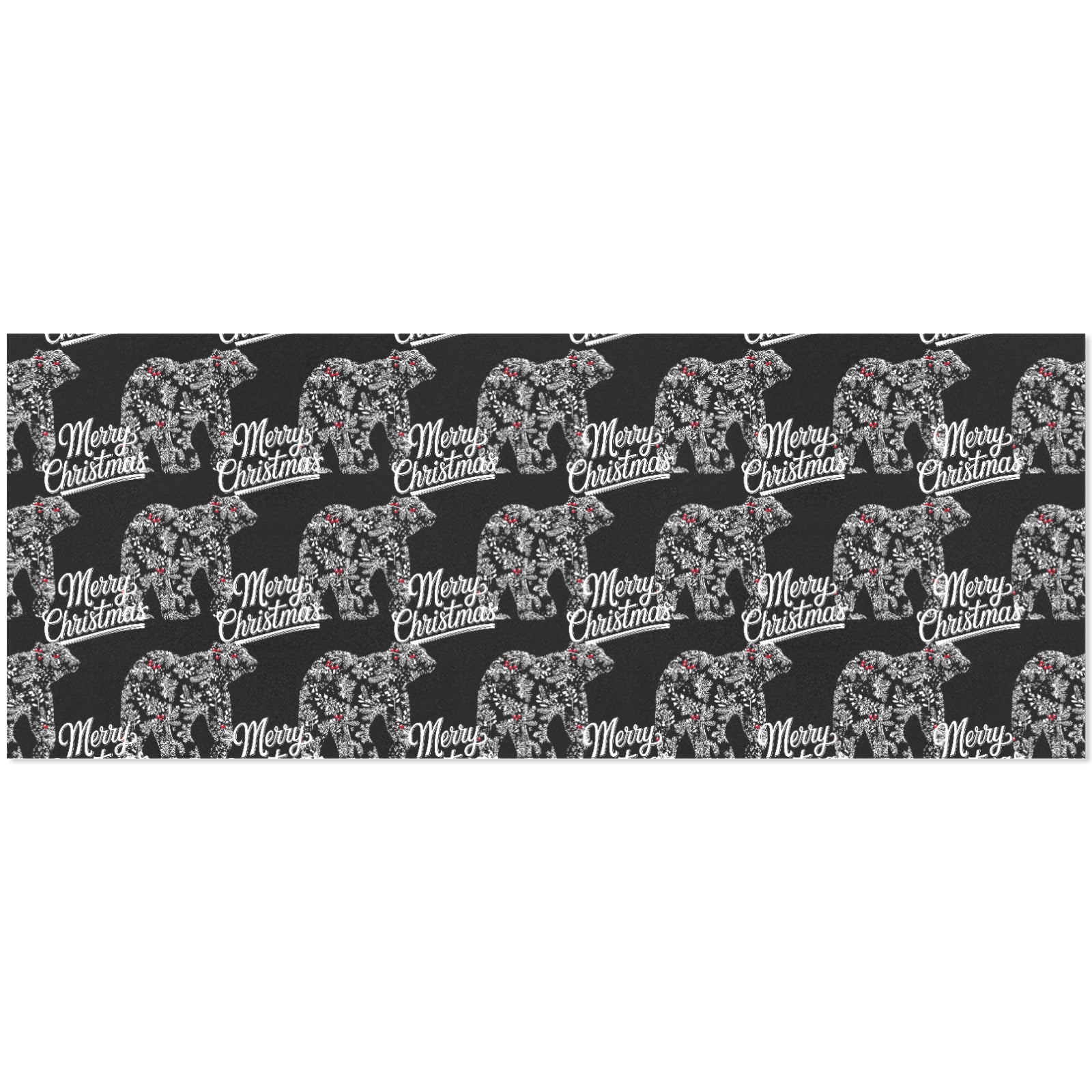 Merry Christmas Polar Bear Black Gift Wrapping Paper - 2 Rolls (Made in USA)