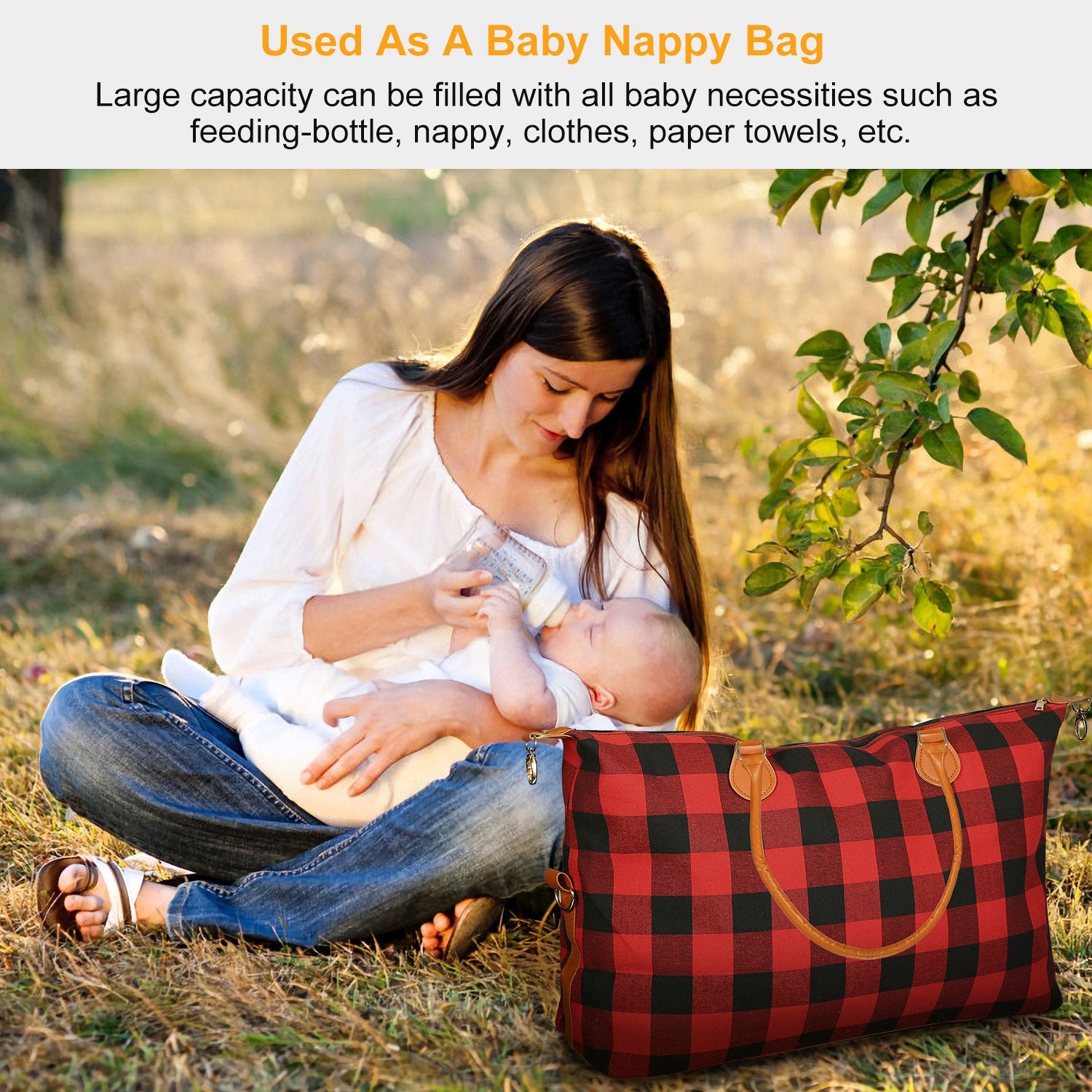 1Pc Women Duffle Bag Travel Luggage Bags Weekend Overnight Bag Tote Bags Shoulder Handle Bags Portable Diaper Bag