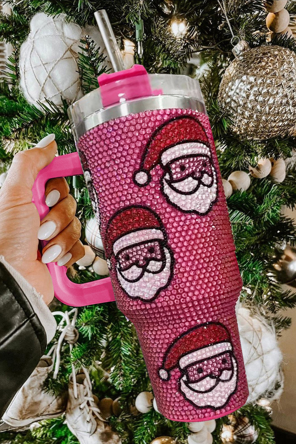 Christmas Santa Claus Diamond Stainless Steel 40 oz Tumbler