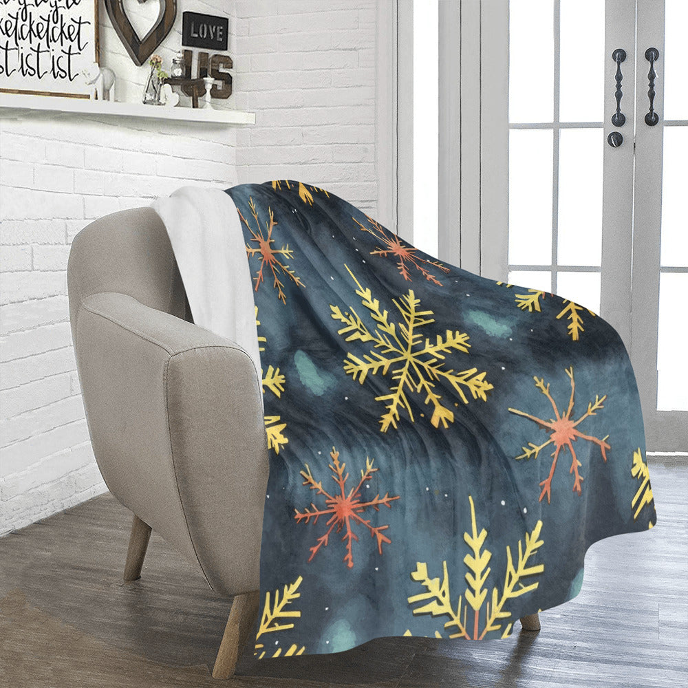 Snowflakes Green Ultra-Soft Micro Fleece Blanket (Made in USA)