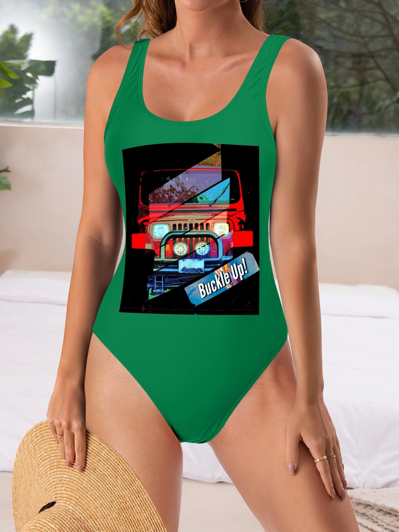 Buckle Up! 4-wheel Drive Athletic Strap One-Piece Swimsuit for Women