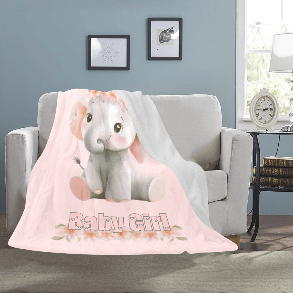 Pink Baby Girl Elephant Ultra-Soft Micro Fleece Blanket (Made in USA)