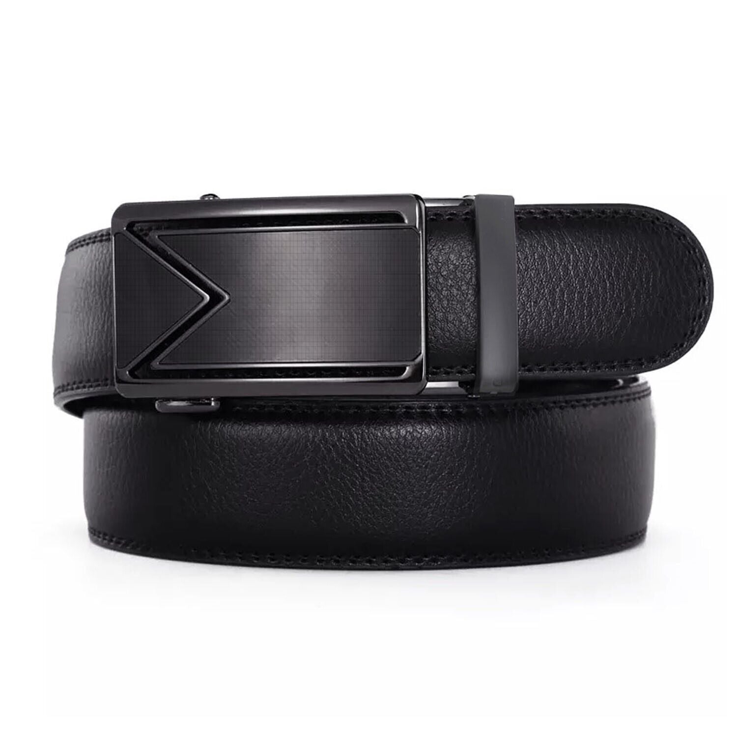 Men's Ratchet PU Leather Belt With Slide Buckle