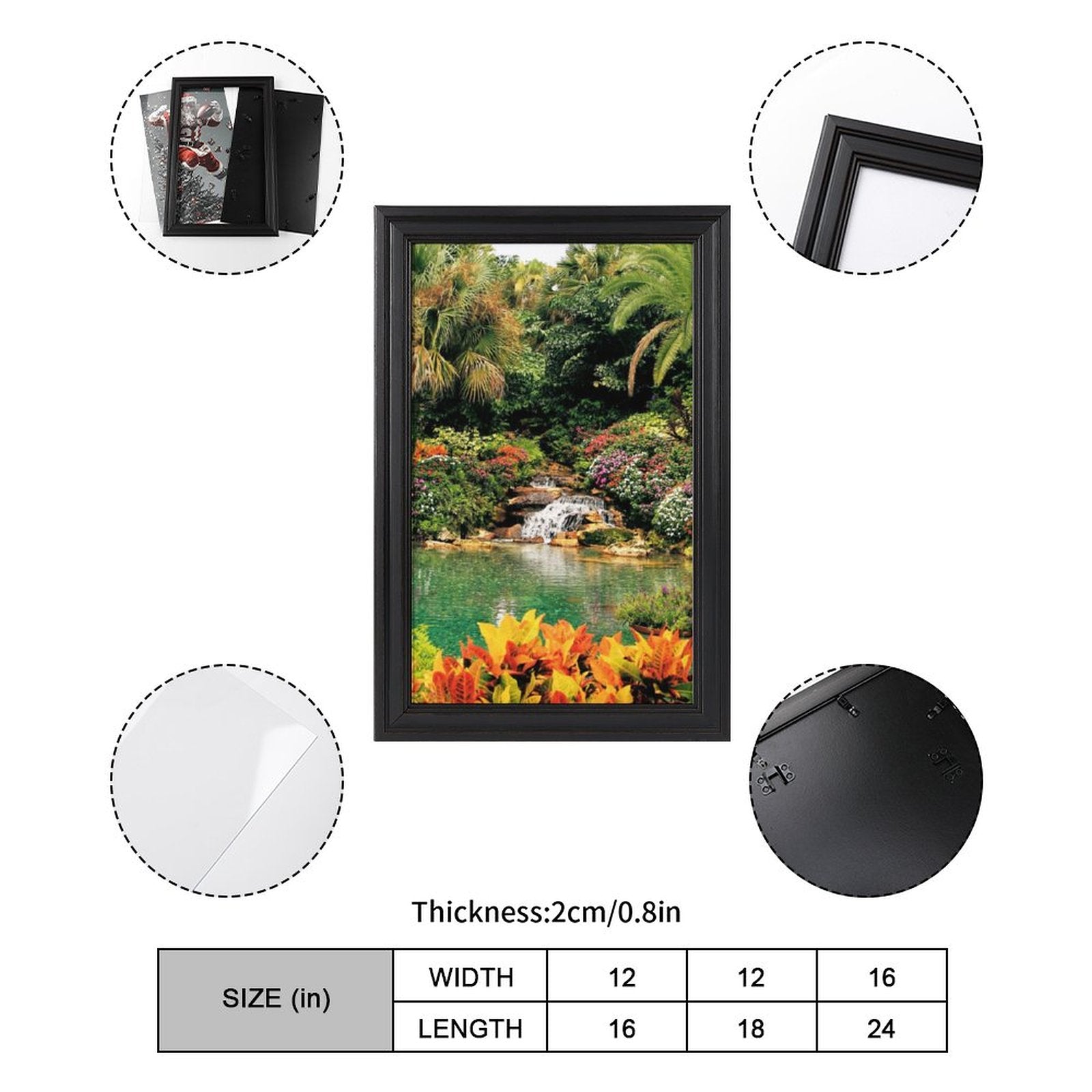 Serene Tropical Garden and Waterfall European Style Framed Art Print  - 16