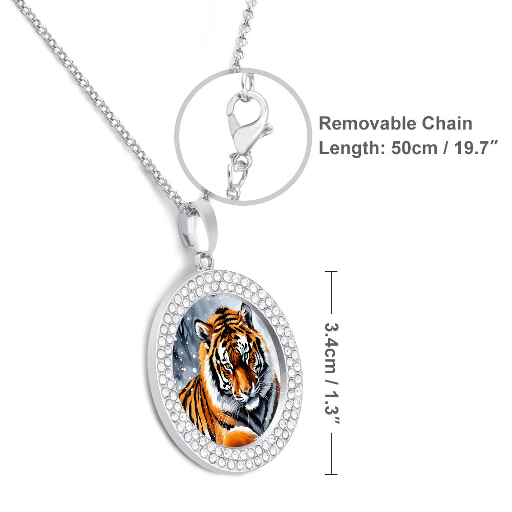 Printed Design Multicolored Diamond Pendant & Necklace