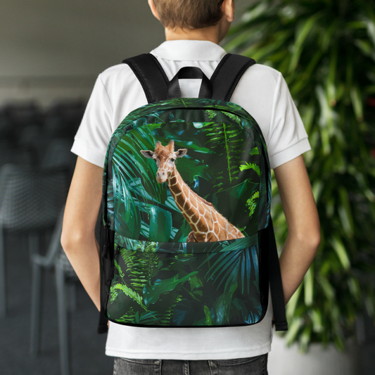 Tall Giraffe Surrounded by Greenery Backpack