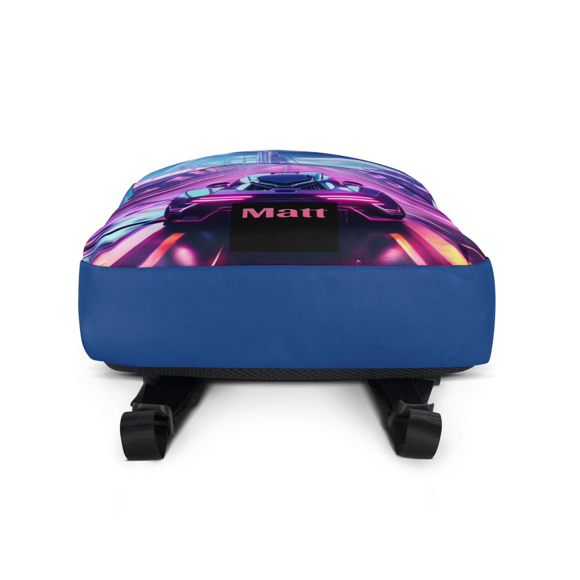 Neon Futuristic Race Car Backpack with Optional Personalization