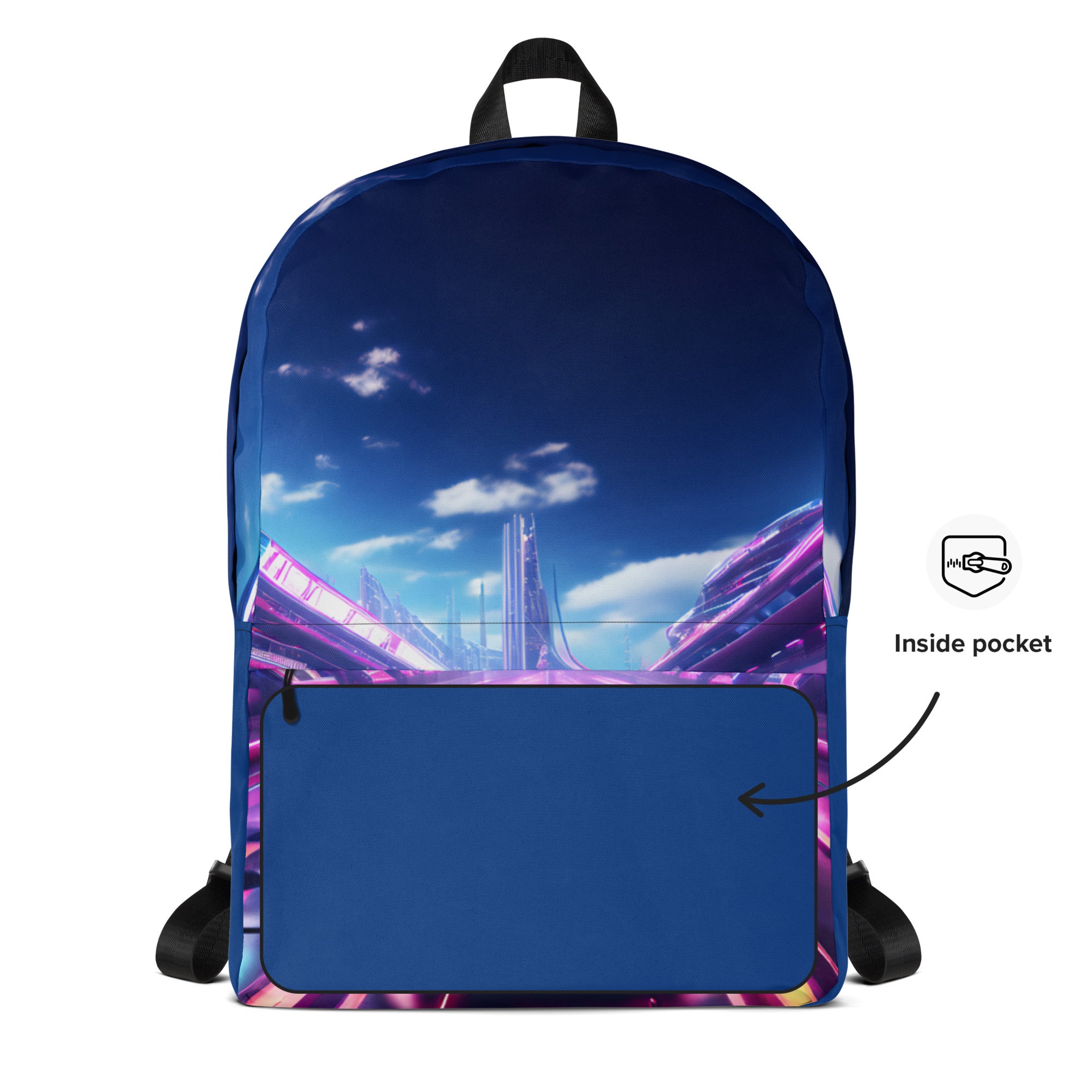 Neon Futuristic Race Car Backpack with Optional Personalization