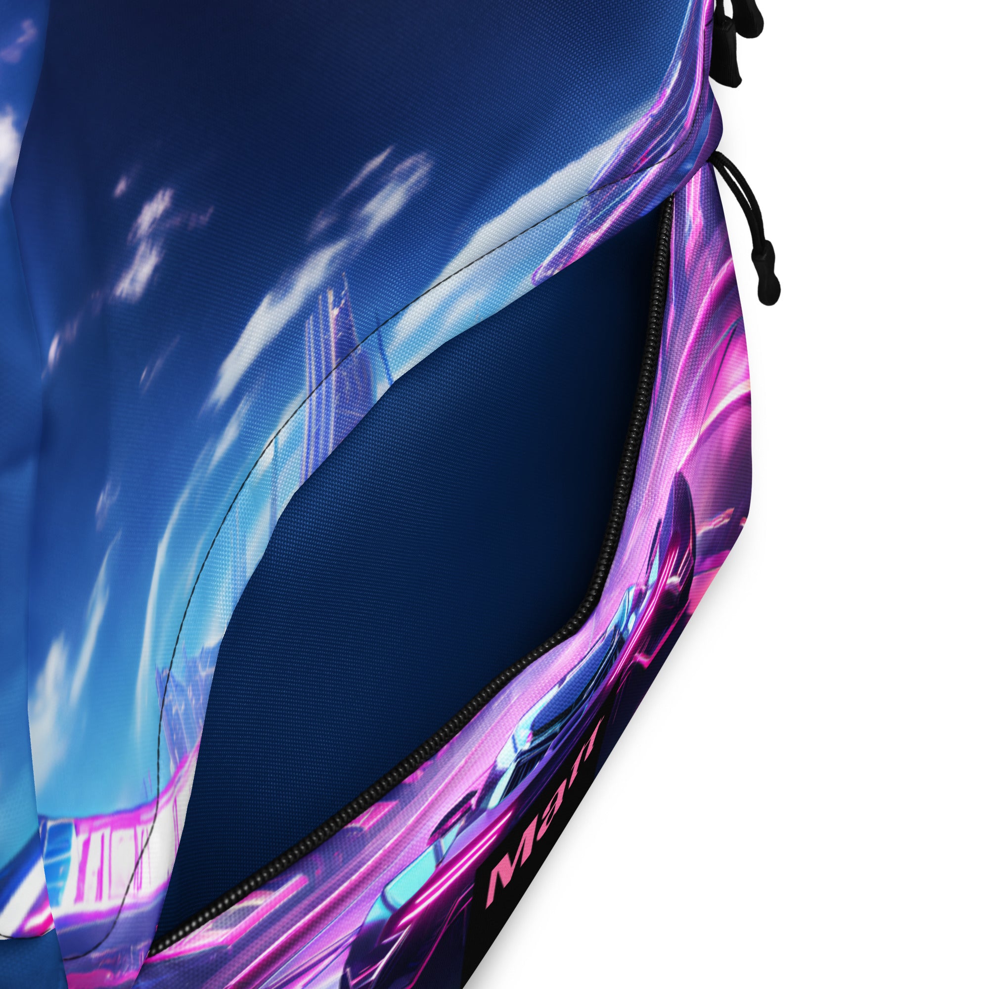 Neon Futuristic Race Car Backpack with Optional Personalization
