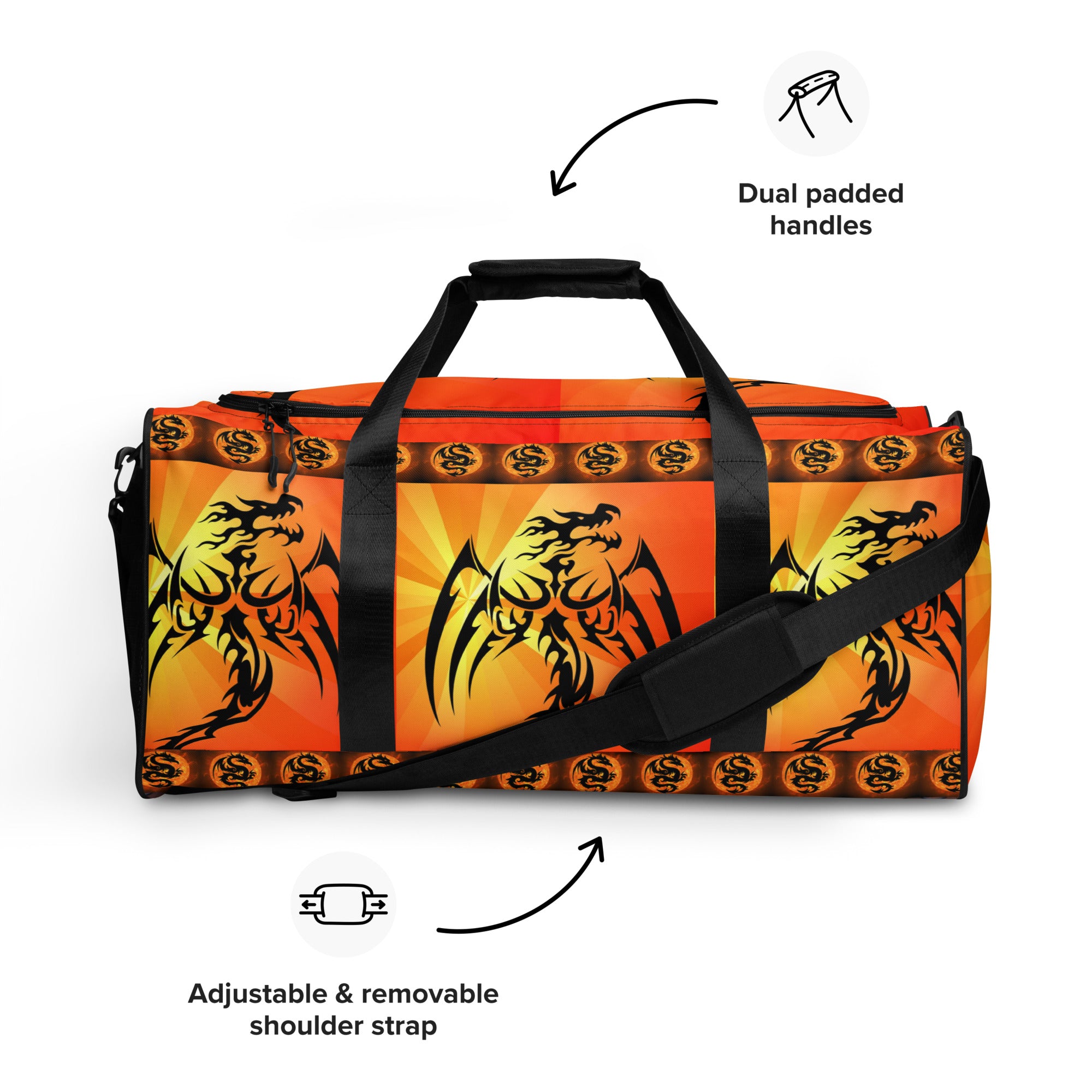 Red Fire Breathing Dragon Duffle Bag