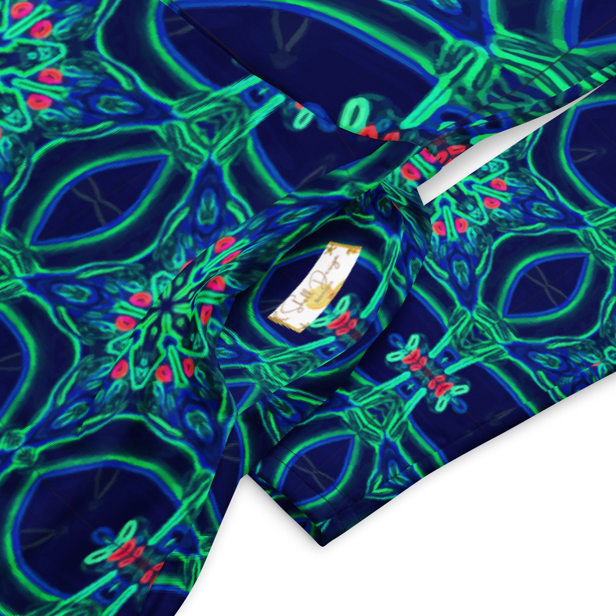 Green Neon Star On Navy Long Sleeve Midi Dress L Green Neon Star On Navy Long Sleeve Midi Dress L