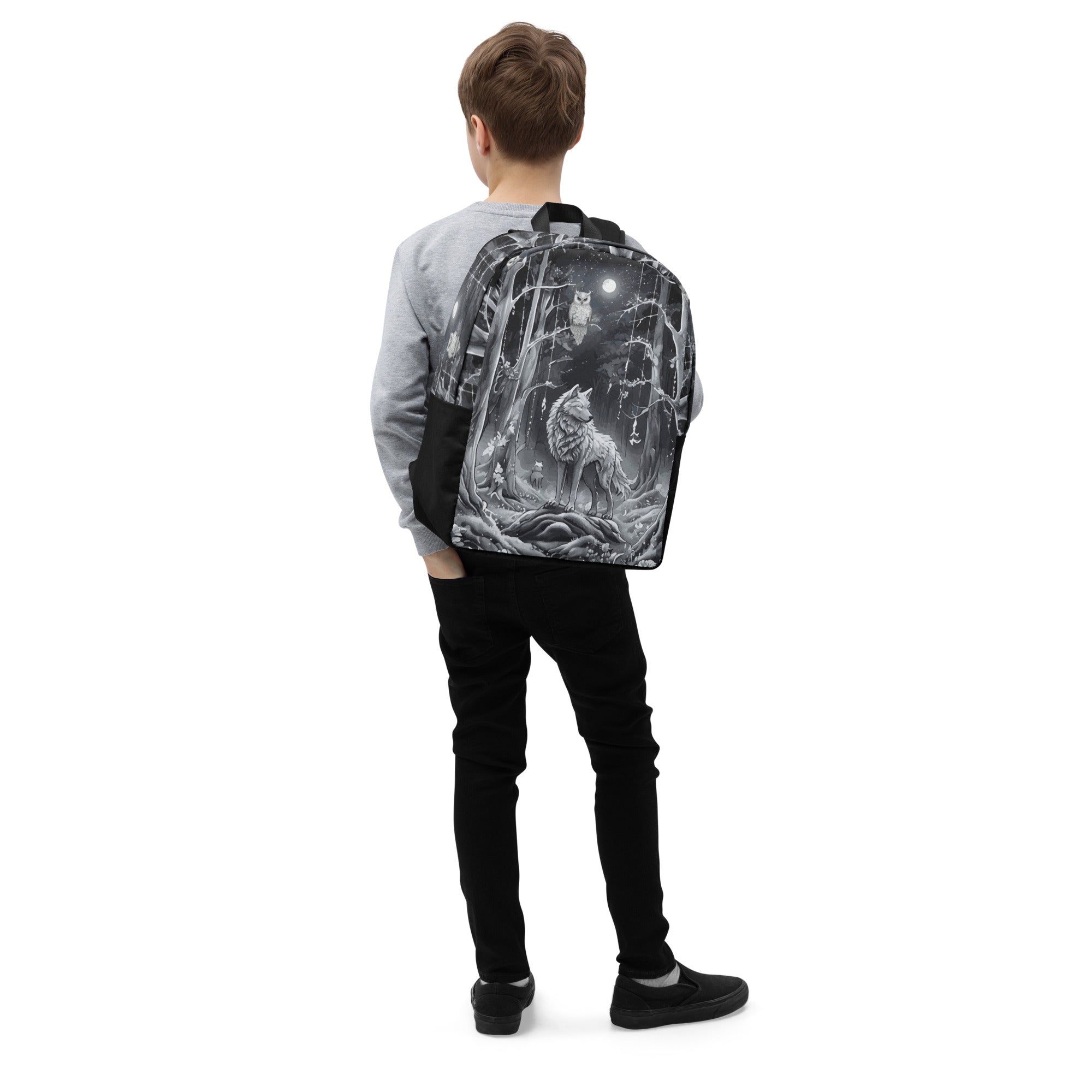Ethereal Wolf in the Moon Light All Over Print Backpack