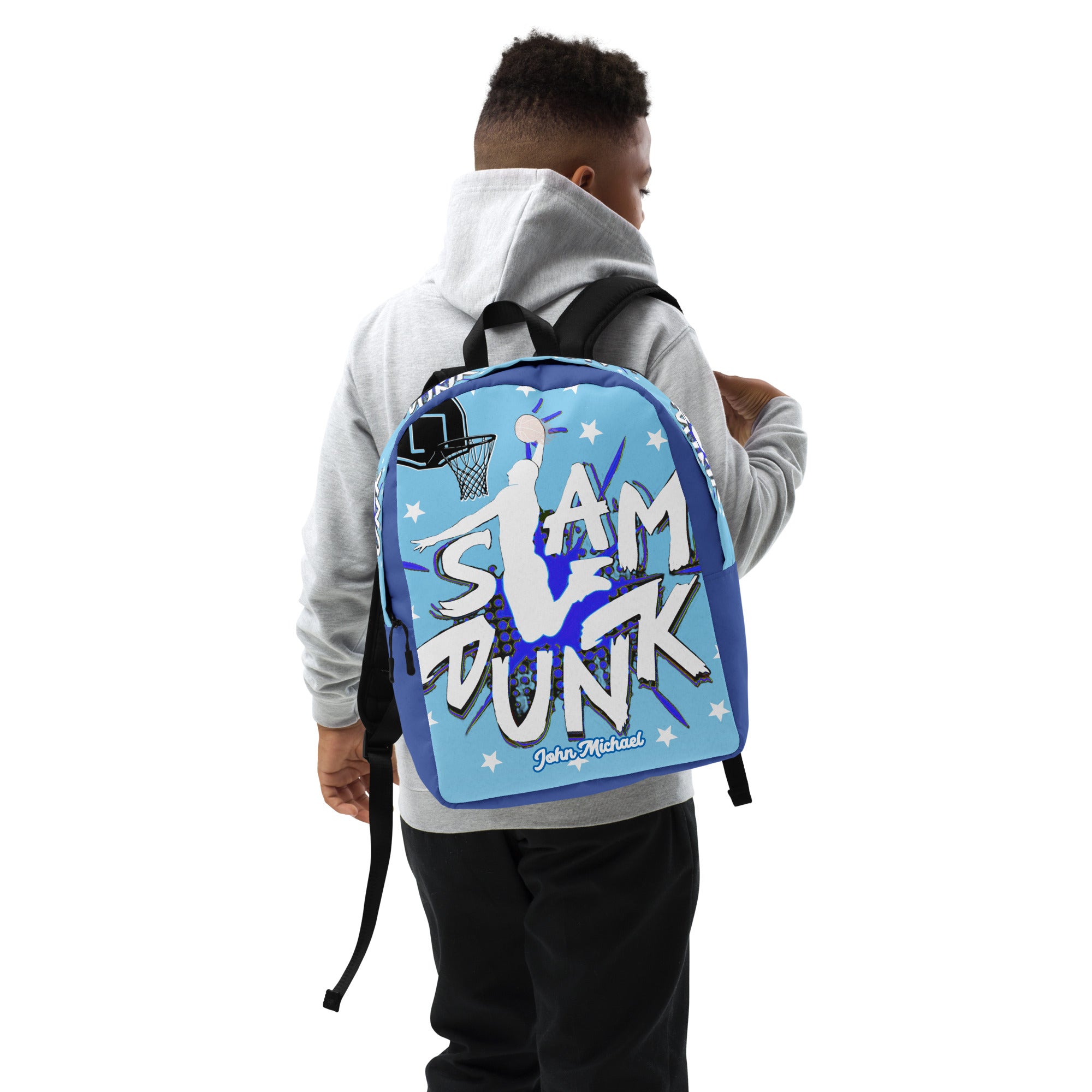Slam Dunk Basketball Printed Backpack with Custom Name