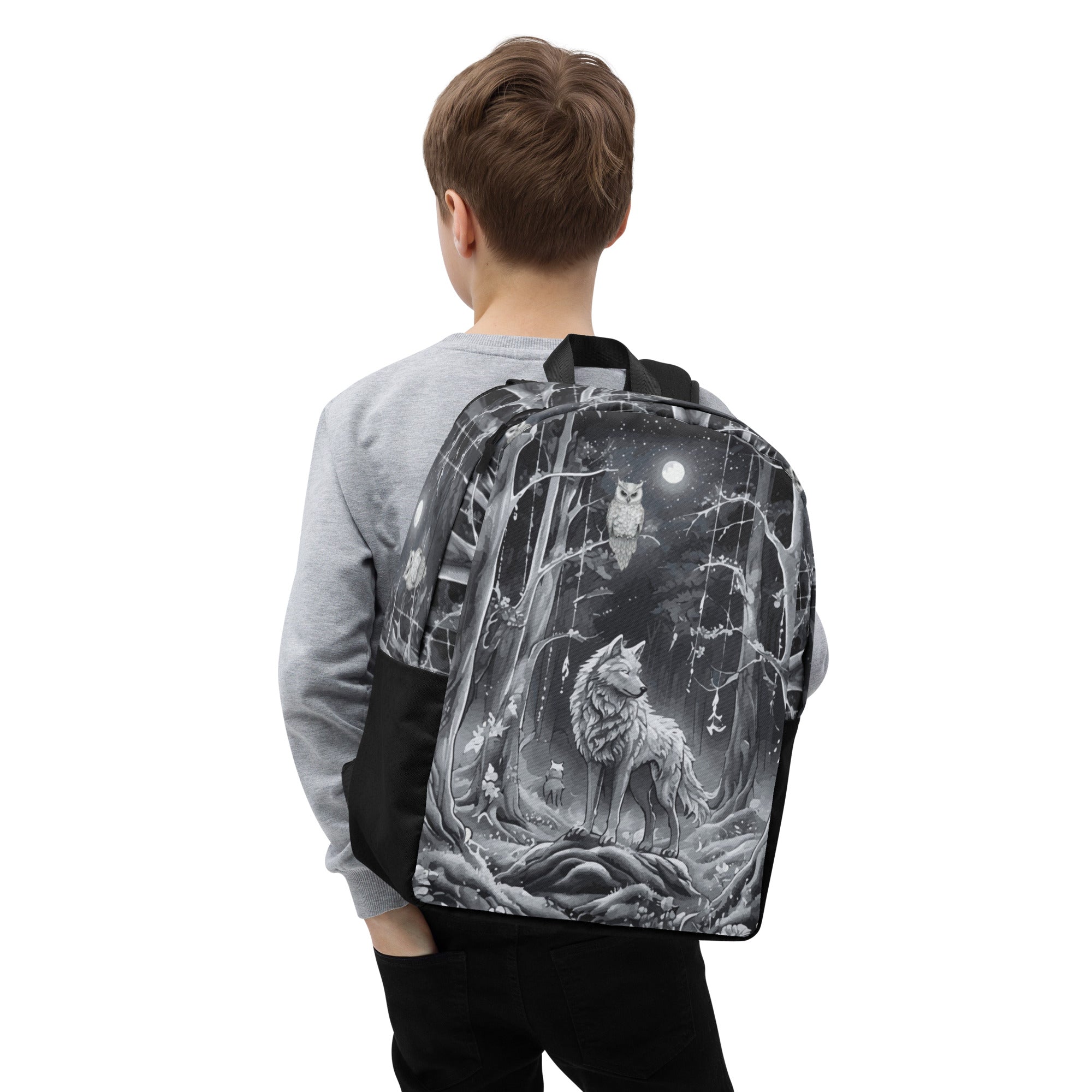 Ethereal Wolf in the Moon Light All Over Print Backpack