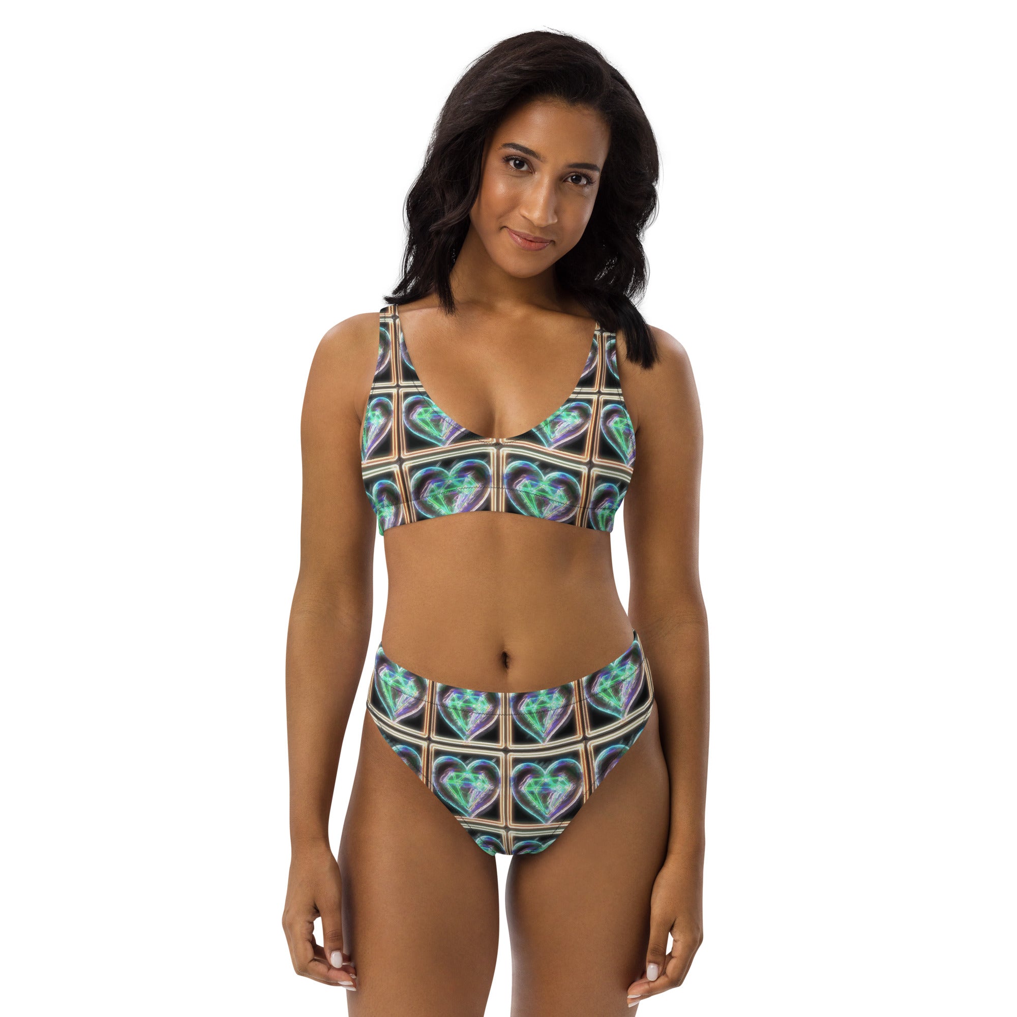 Women's Electric Heart Recycled High-waisted 2-piece Swimsuit