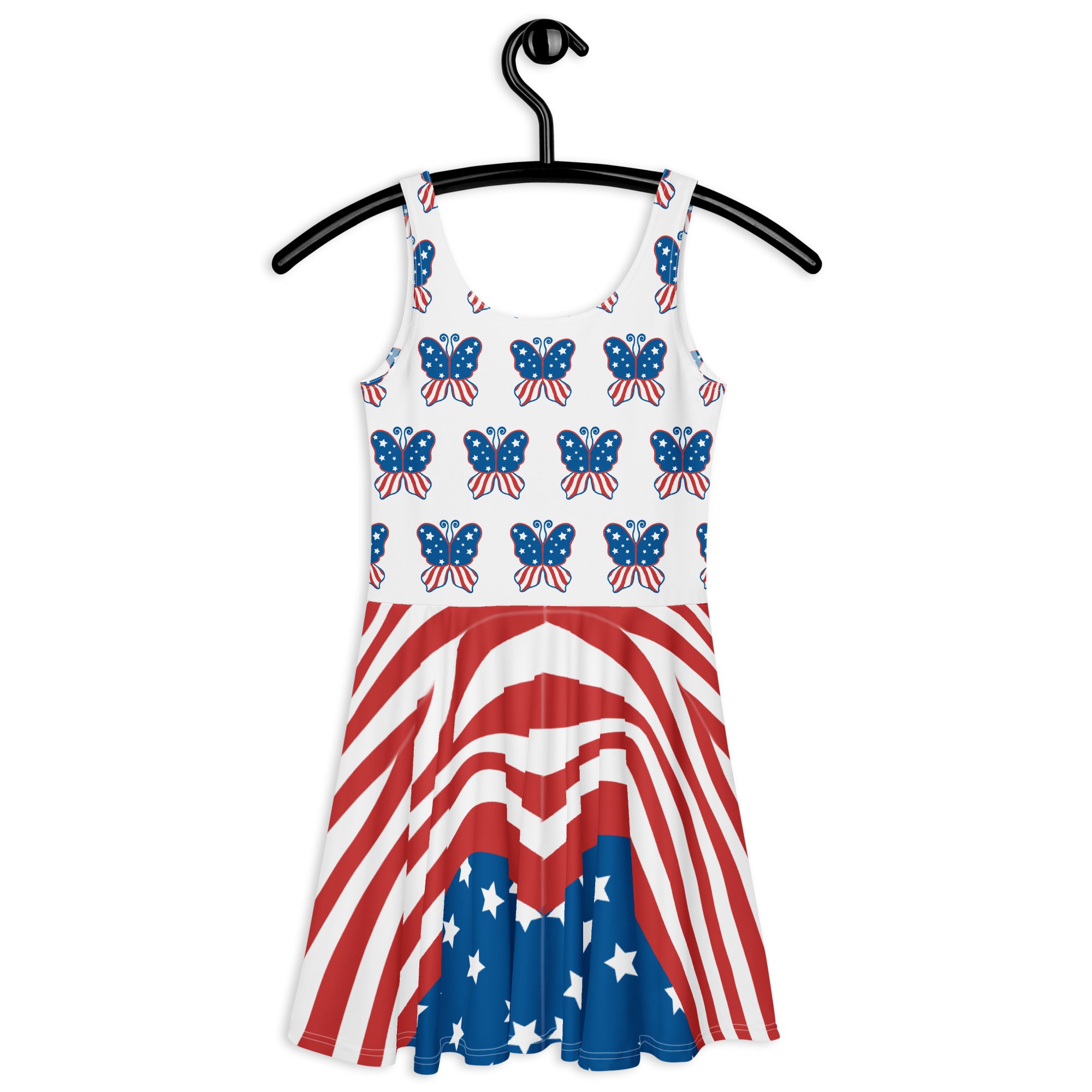 USA Red White & Blue Patriotic Short Skater Dress L / Red USA Red White & Blue Patriotic Short Skater Dress L / Red