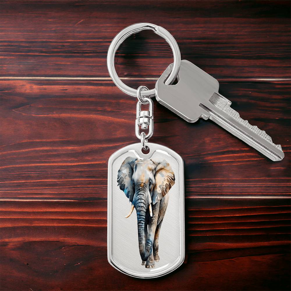 Elephant Strolling By Graphic Dog Tags Necklace