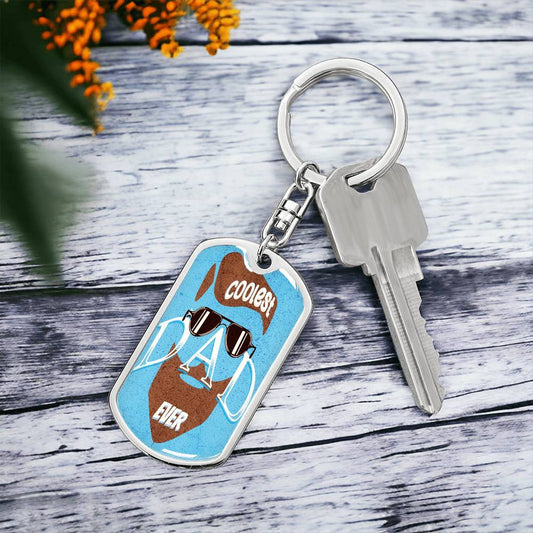 Llavero con placa de identificación con el diseño "El papá más genial de todos los tiempos"