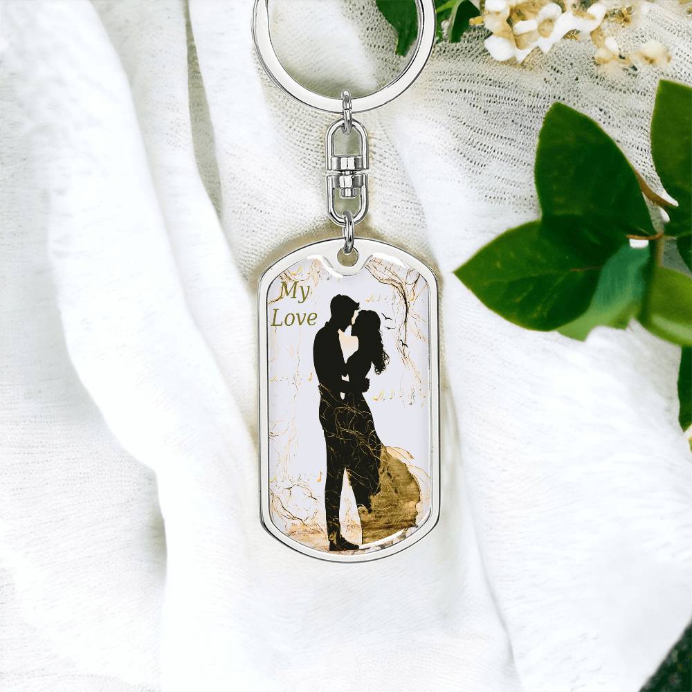 My Love Couple Kissing Graphic Dog Tags Keychain