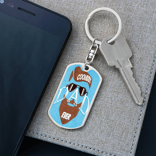 Llavero con placa de identificación con el diseño "El papá más genial de todos los tiempos"