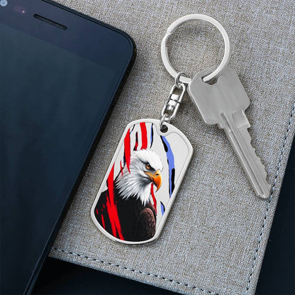 Bald Eagle with Streaks Graphic Dog Tags Keychain