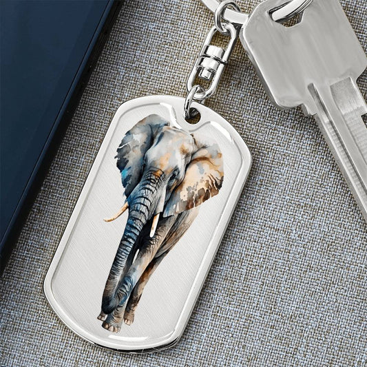 Elephant Strolling By Graphic Dog Tags Necklace