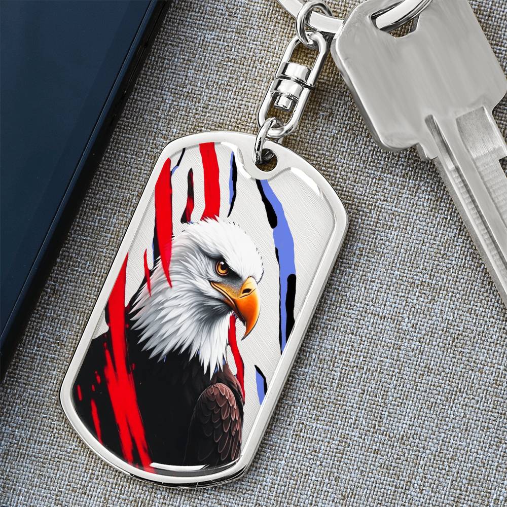 Bald Eagle with Streaks Graphic Dog Tags Keychain