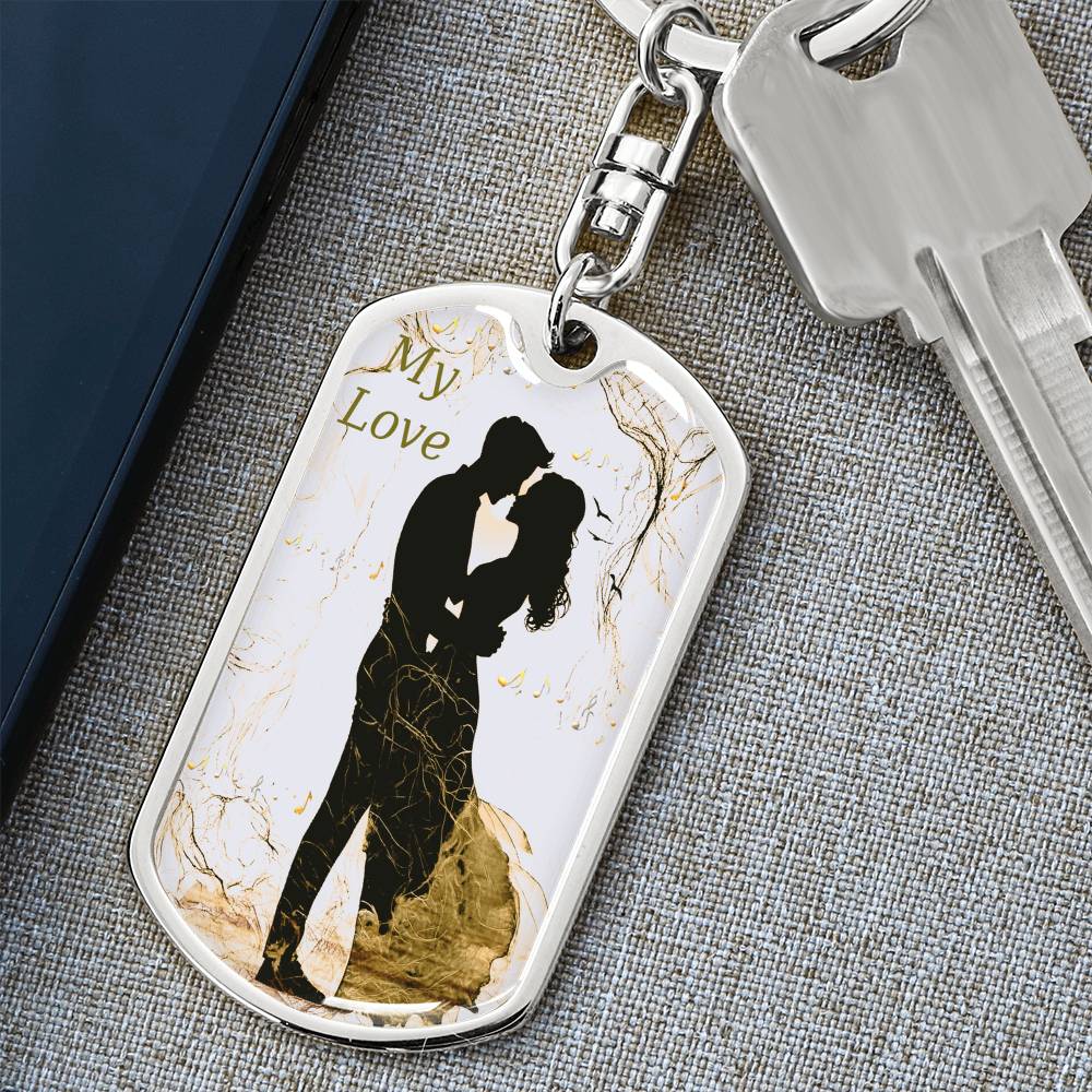 My Love Couple Kissing Graphic Dog Tags Keychain