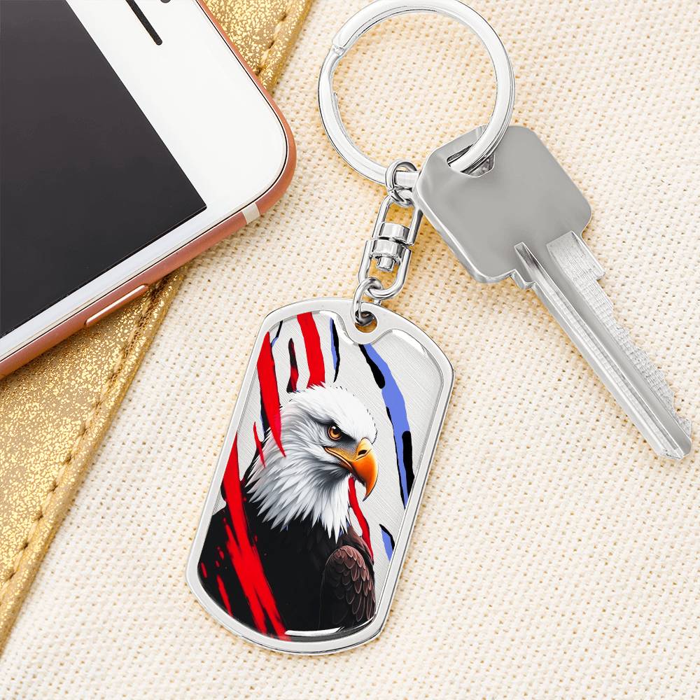 Bald Eagle with Streaks Graphic Dog Tags Keychain