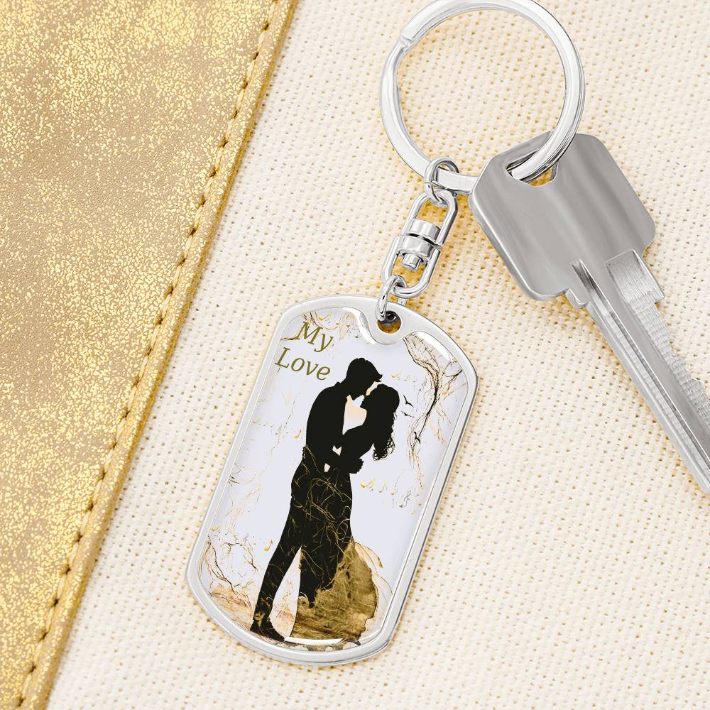 My Love Couple Kissing Graphic Dog Tags Keychain