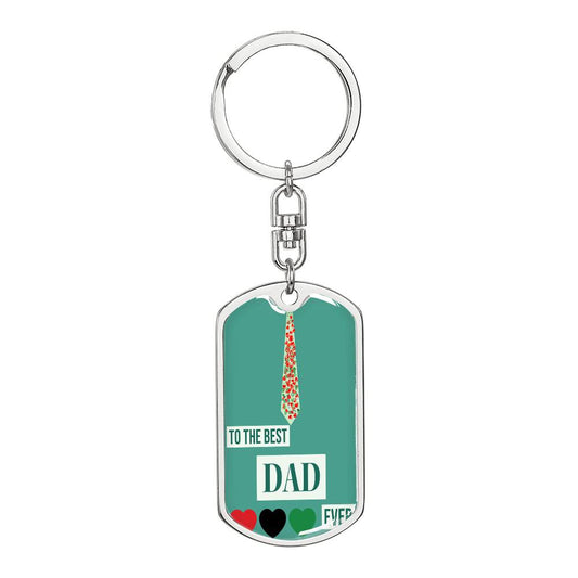 Llavero con placa de identificación con diseño de corbata de lunares "El mejor papá del mundo"