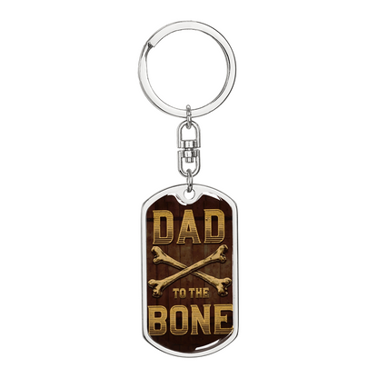 Dad to the Bone Graphic Dog Tag Keychain