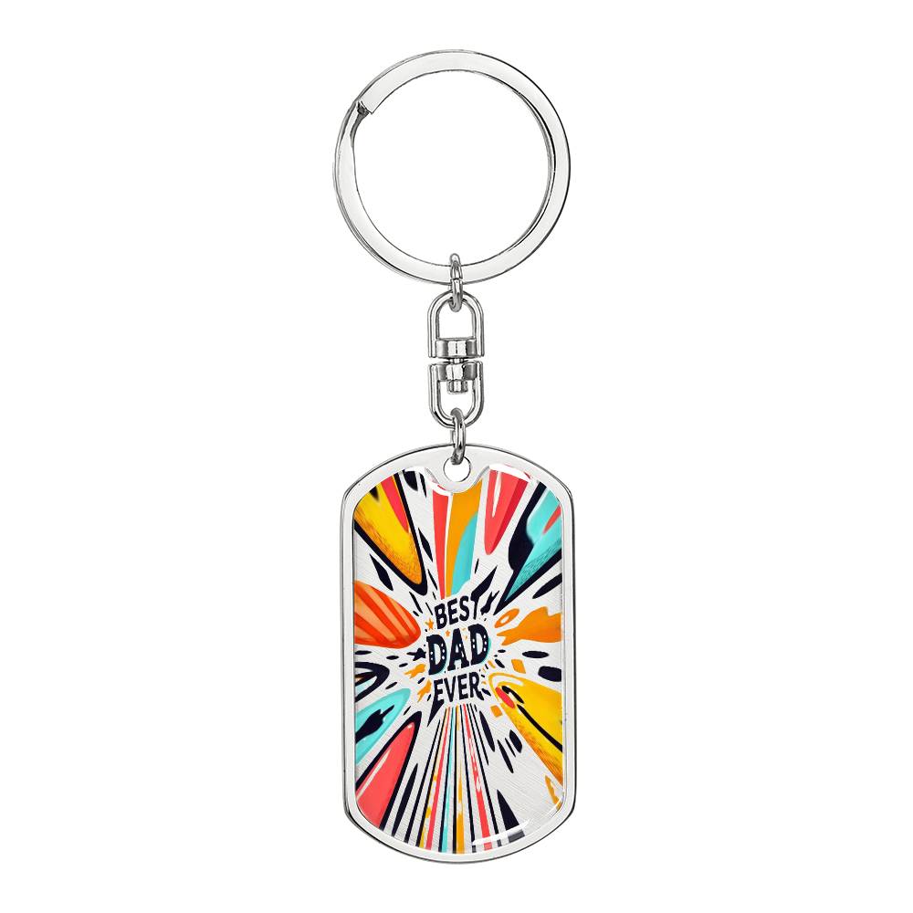 Best Dad Ever Stretched Beams Graphic Dog Tags Keychain