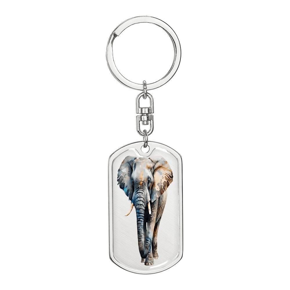 Elephant Strolling By Graphic Dog Tags Necklace