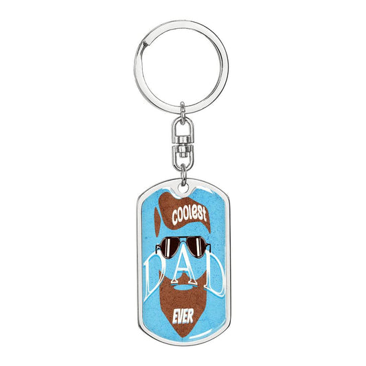 Coolest Dad Ever Graphic Dog Tags Keychain