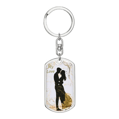 My Love Couple Kissing Graphic Dog Tags Keychain