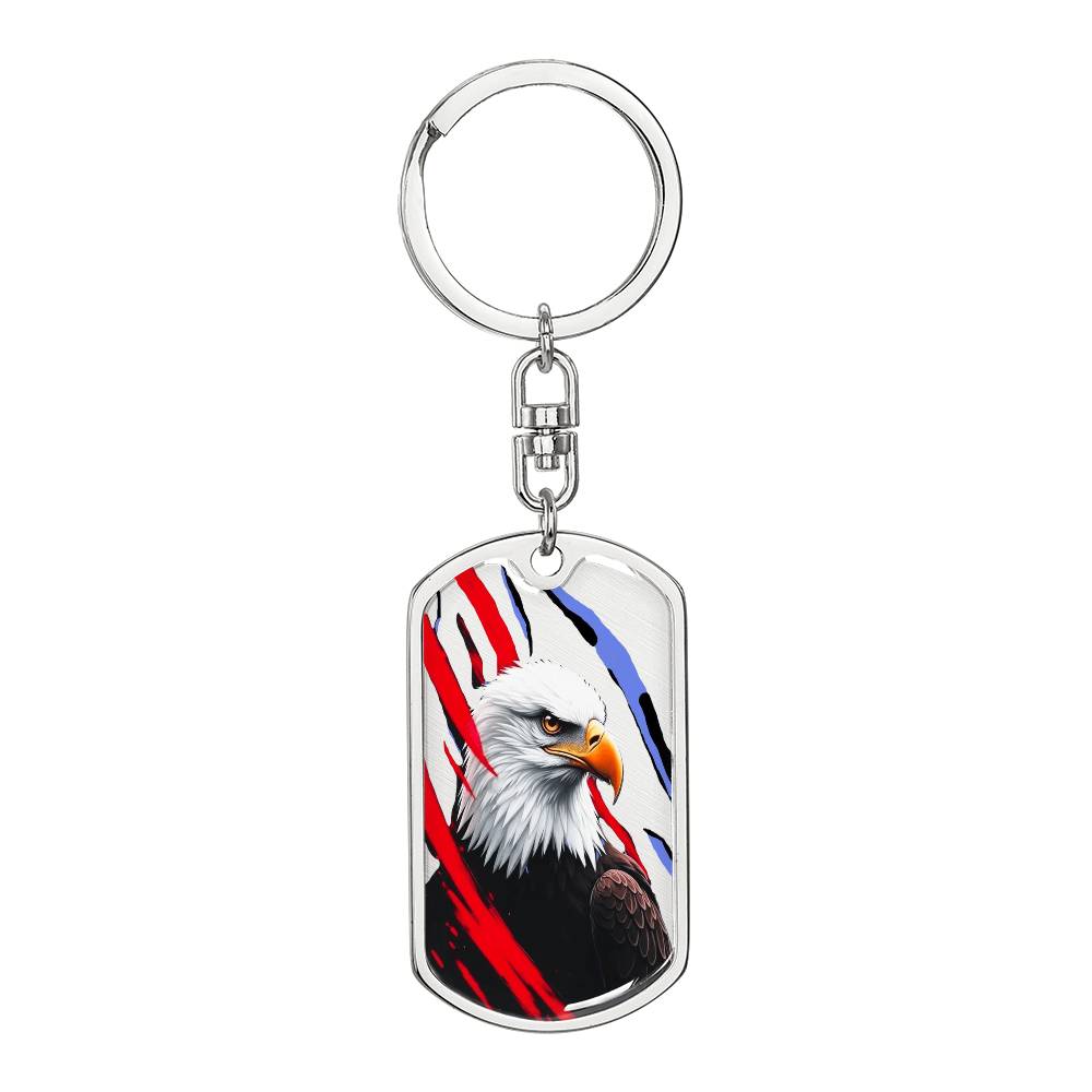 Bald Eagle with Streaks Graphic Dog Tags Keychain