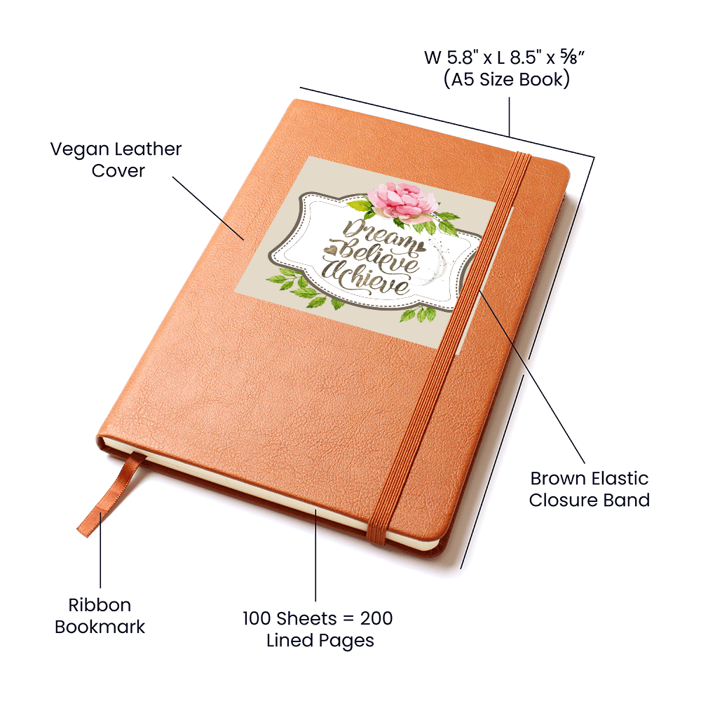 Dream Believe Achieve Graphic Vegan Leather Journal