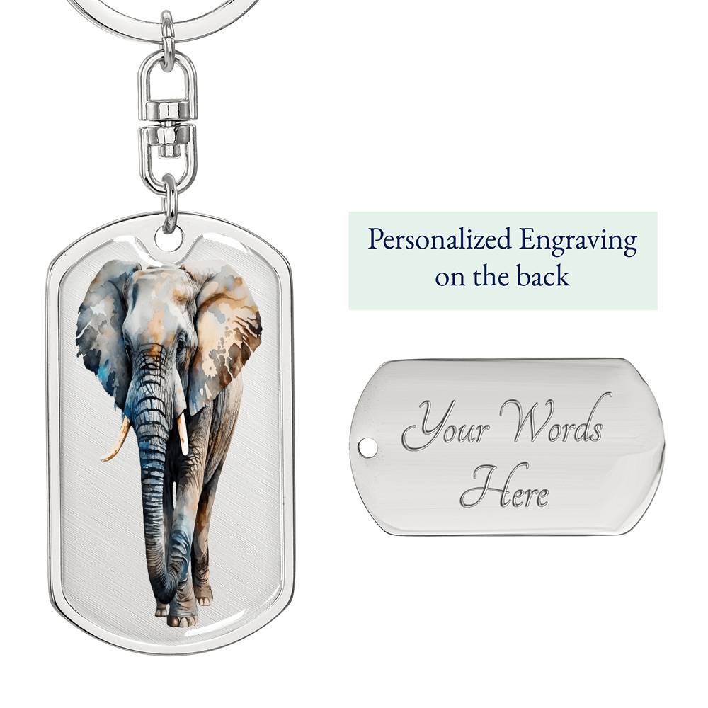 Elephant Strolling By Graphic Dog Tags Necklace