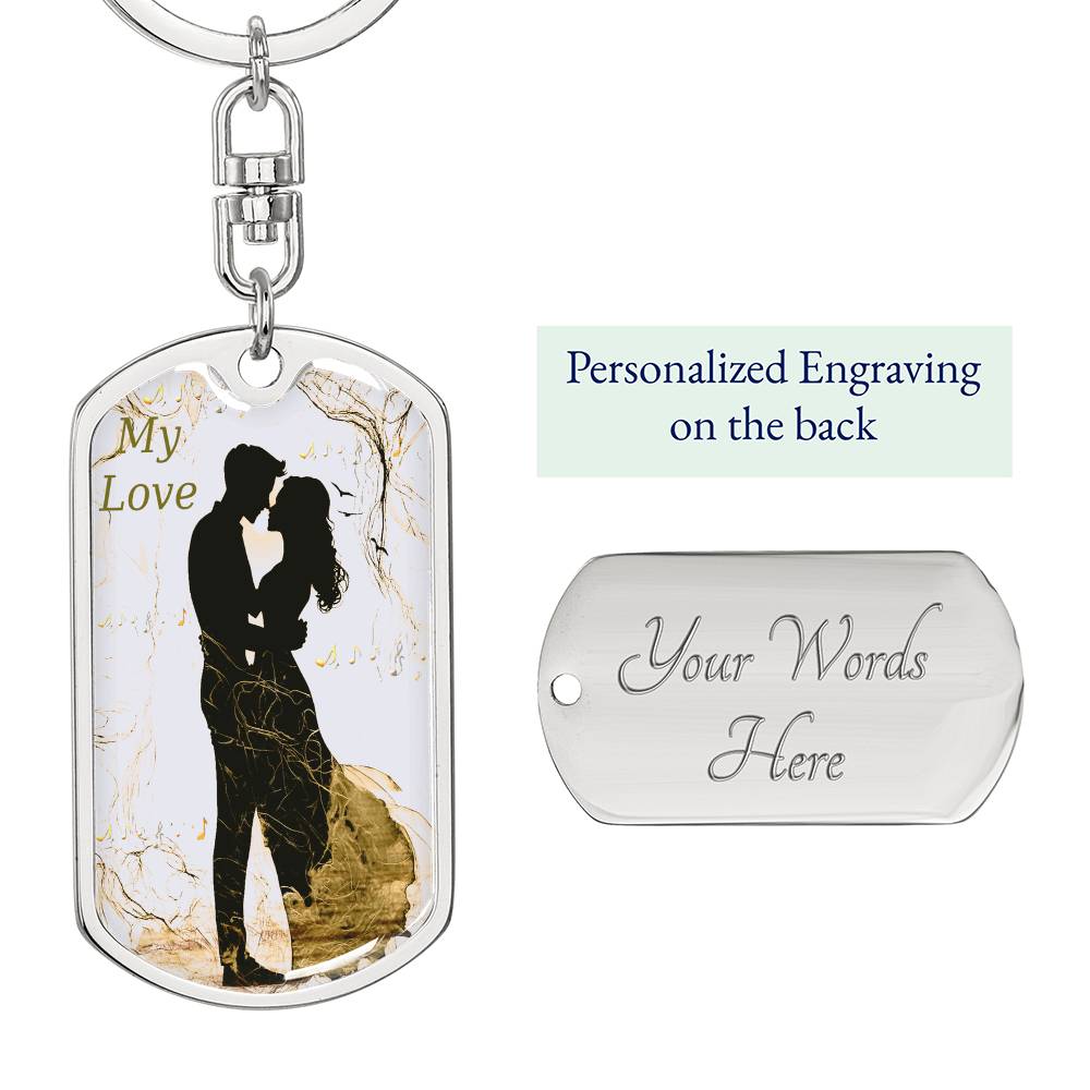 My Love Couple Kissing Graphic Dog Tags Keychain