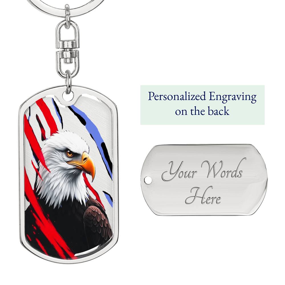 Bald Eagle with Streaks Graphic Dog Tags Keychain