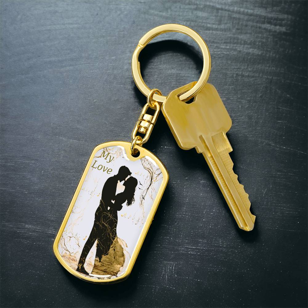 My Love Couple Kissing Graphic Dog Tags Keychain