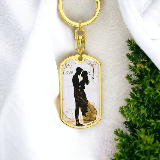 My Love Couple Kissing Graphic Dog Tags Keychain