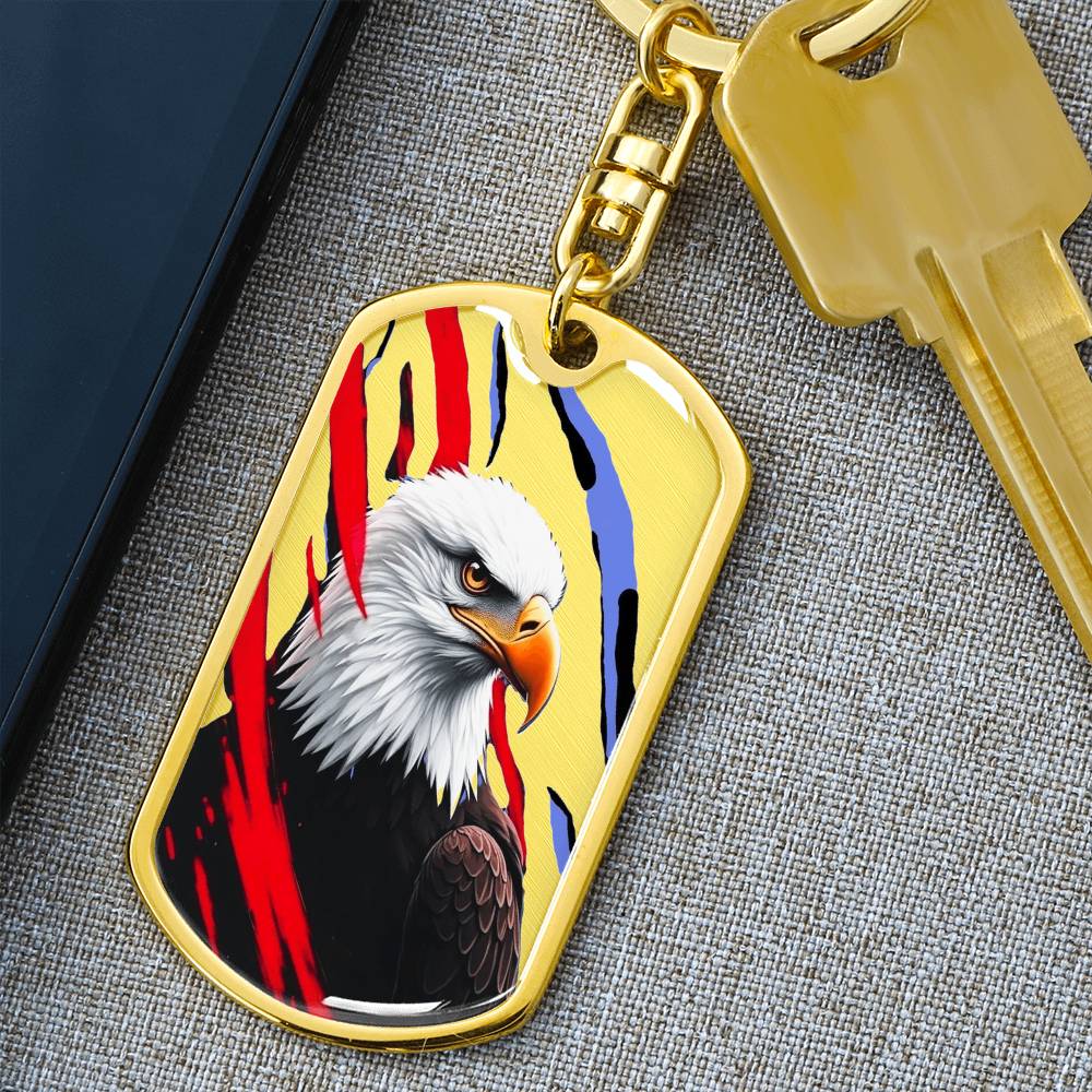 Bald Eagle with Streaks Graphic Dog Tags Keychain