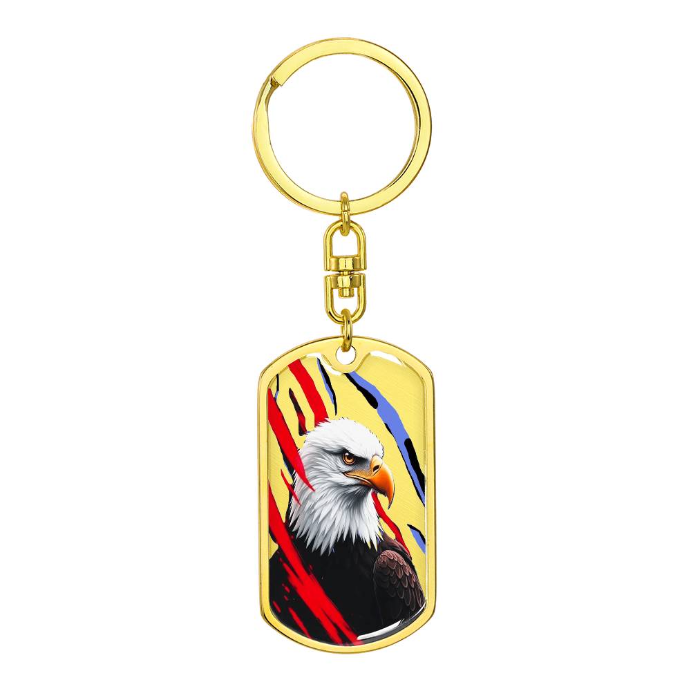 Bald Eagle with Streaks Graphic Dog Tags Keychain