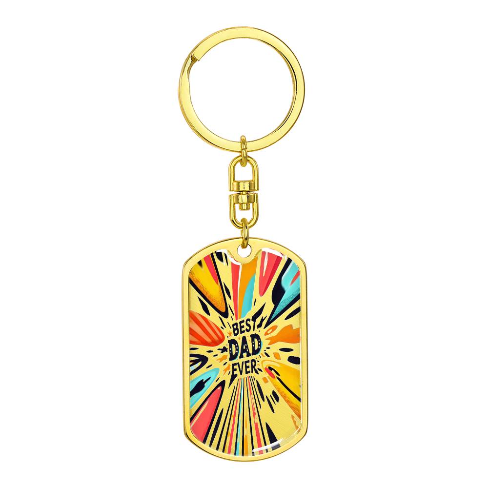 Best Dad Ever Stretched Beams Graphic Dog Tags Keychain