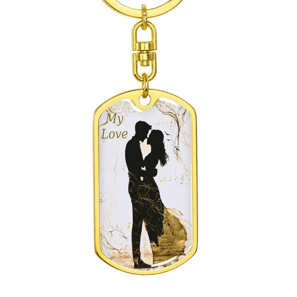 My Love Couple Kissing Graphic Dog Tags Keychain